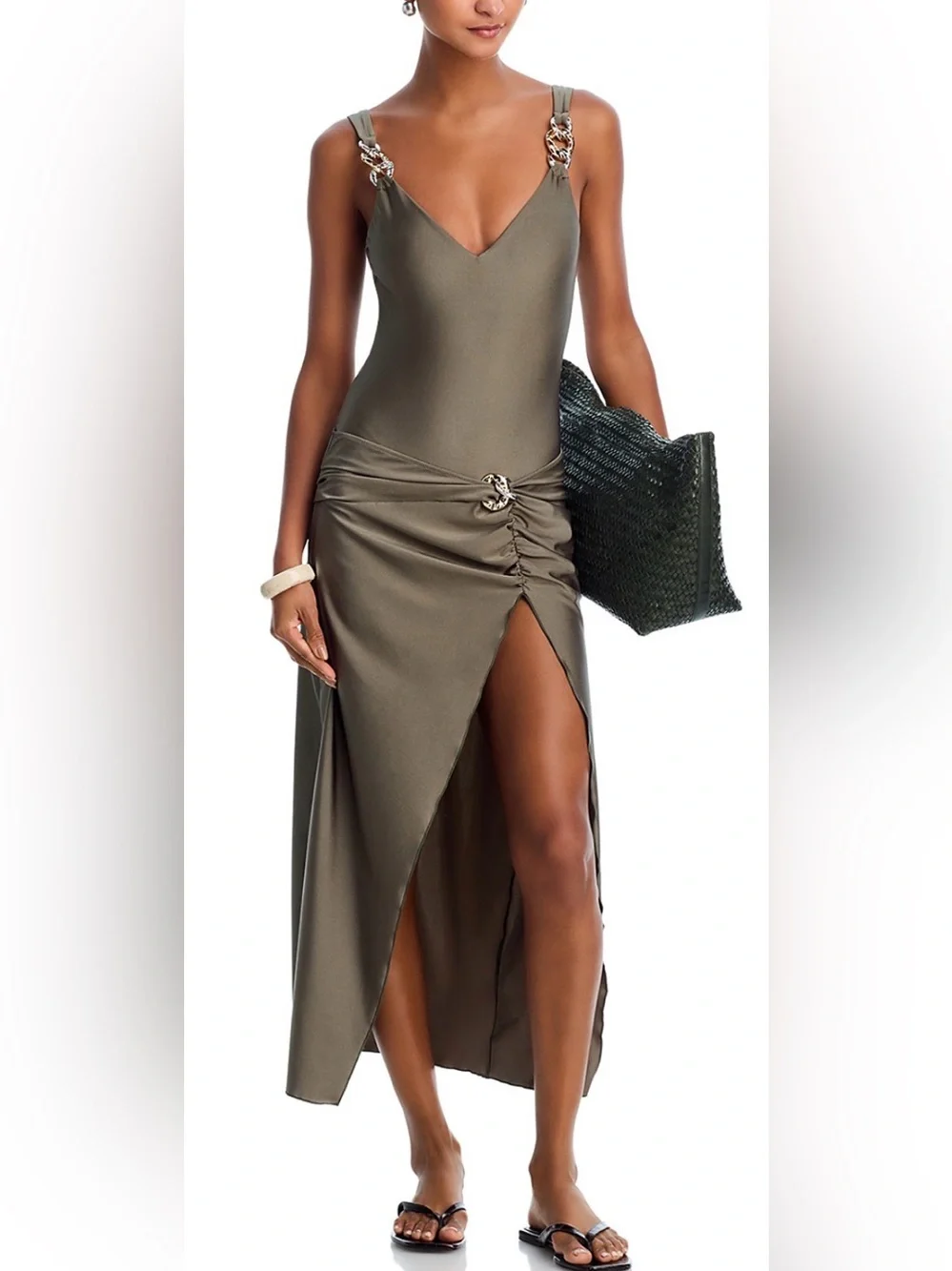 SIMKHAI Kora Wrap Midi Skirt